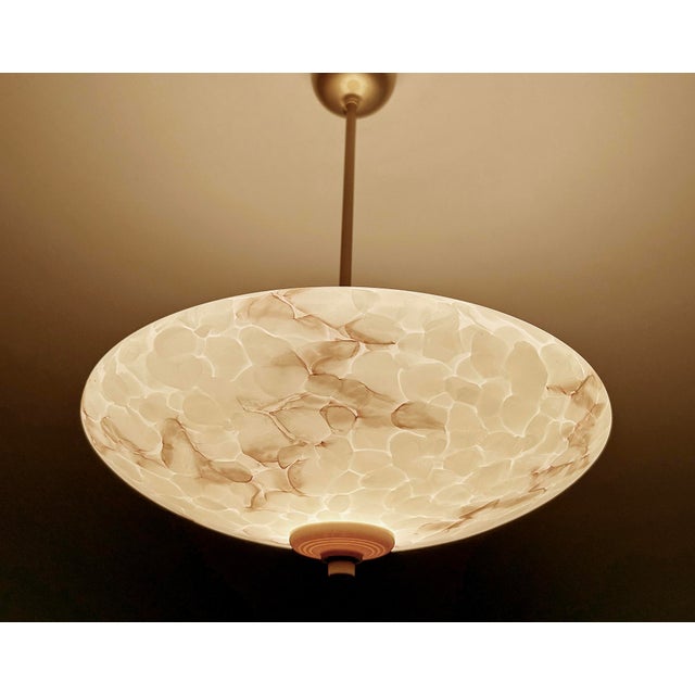 Art Deco Pendant Light in Ivory Marble Glass, 1930s For Sale - Image 9 of 18