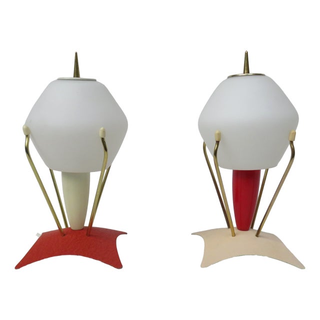 Rocket Bedside Lamps, 1950s, Set of 2 For Sale