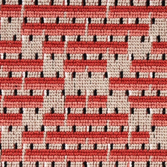 Schumacher Schumacher x Stephanie Seal Brown Berg Epingle Fabric in Coral For Sale - Image 4 of 5