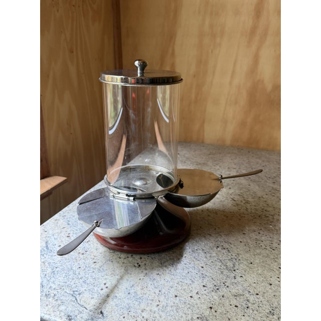 Brown Mid-Century Modern Space Age Italian Revolving Condiment Server in Chrome, Italy, 1950s For Sale - Image 8 of 18