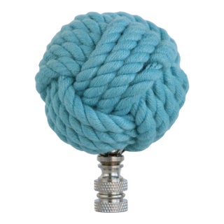 Nautical Knot Lamp Finial in Robin's Egg Blue on Chrome Hardware For Sale