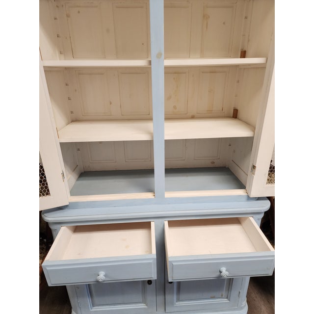 Mid 20th Century Swedish Rococo Style Painted Vitrine/Display Cabinet With Molded Bonnet Top For Sale - Image 14 of 16