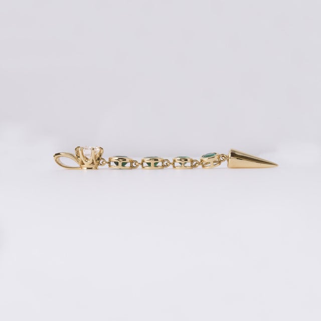 2000 - 2009 Estate 18k Colombian Emerald and Diamond Drop Pendant For Sale - Image 5 of 6