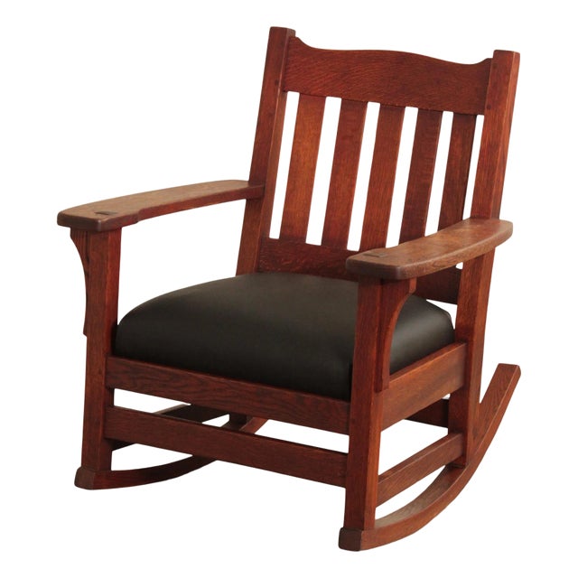 Mission Style Antique Oak Rocking Chair For Sale