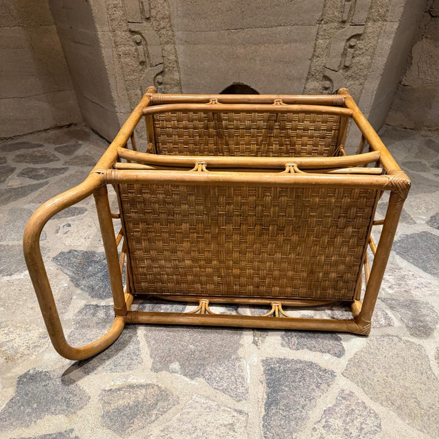 Vintage Bamboo and Rattan Bar Cart Serving Trolley For Sale - Image 12 of 12