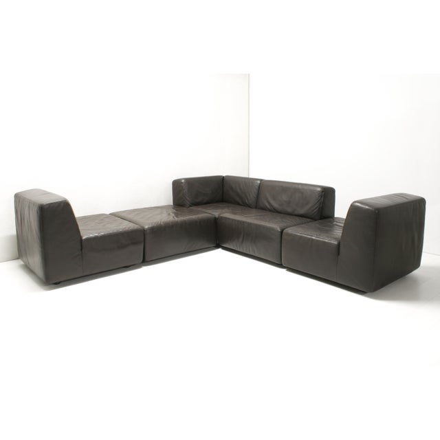 Mid-Century Modern Leather Jeep Modular Sofa by Anita Schmidt for Durlet, 1970s, Set of 5 For Sale - Image 3 of 18