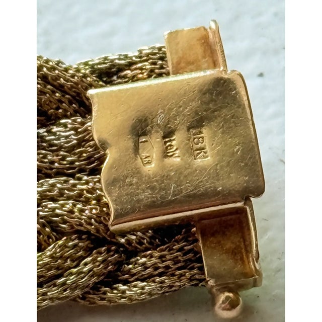 Vintage 1960s UnoAErre Italian 18k Solid Gold Braided Mesh Bracelet For Sale - Image 11 of 14