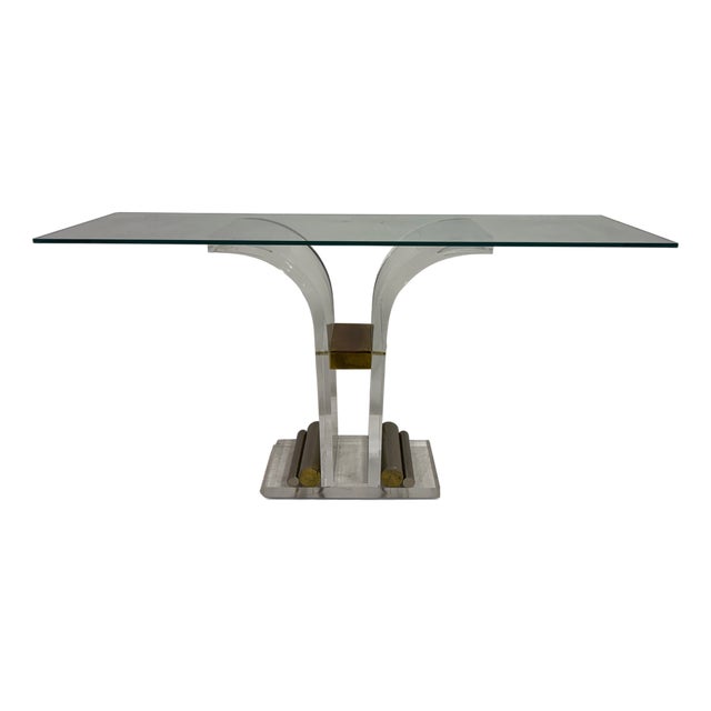 Acrylic and Metal Console Tables, 1970s, Set of 2 For Sale