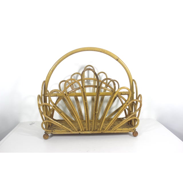Franco Albini Vintage Fan Style Bent Bamboo Magazine Rack Holder For Sale - Image 4 of 13
