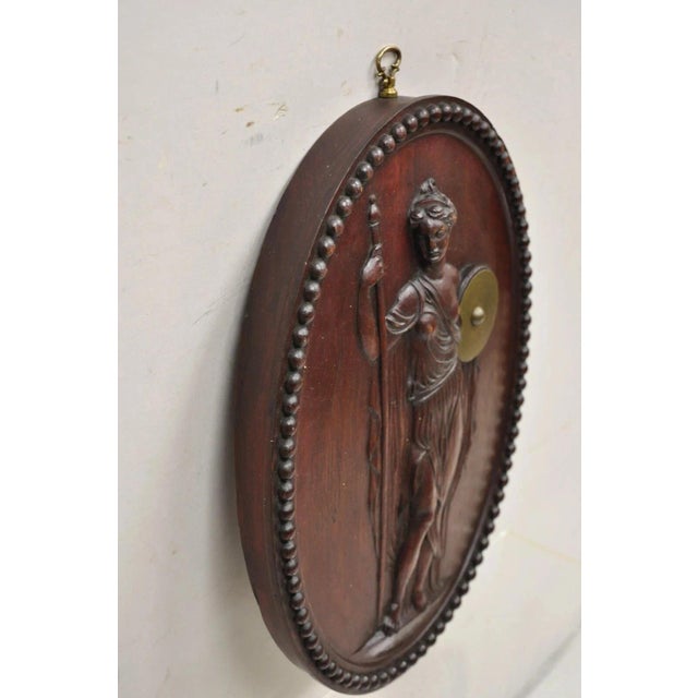 Antique Classical Oval Carved Mahogany Figural Goddess Wall Sculpture Plaque For Sale - Image 11 of 11