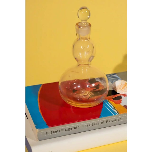 Mid-Century Modern Vintage Light Pink Decorative Glass Bottle For Sale - Image 3 of 8