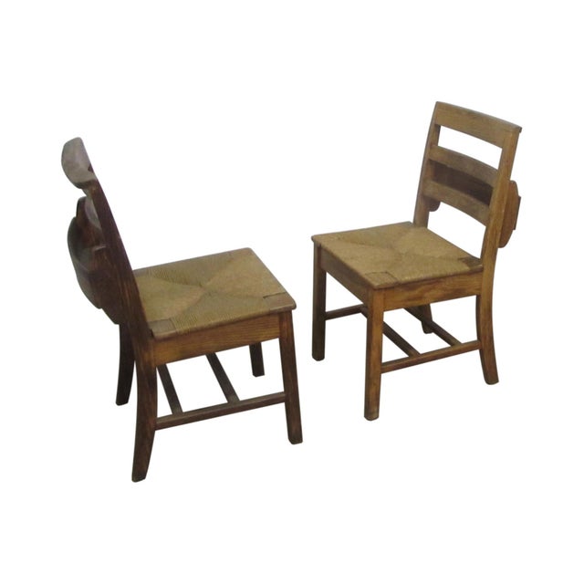 Mid 20th Century Pair of Mid 20th Century School Chairs With Woven Seats For Sale - Image 5 of 7