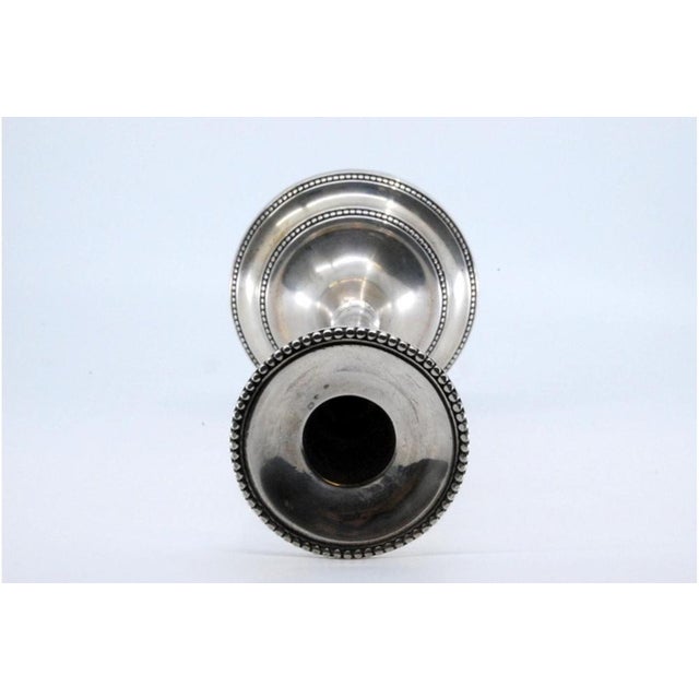 Solitary Candlestick in Plain Silver with Grooves For Sale - Image 5 of 10