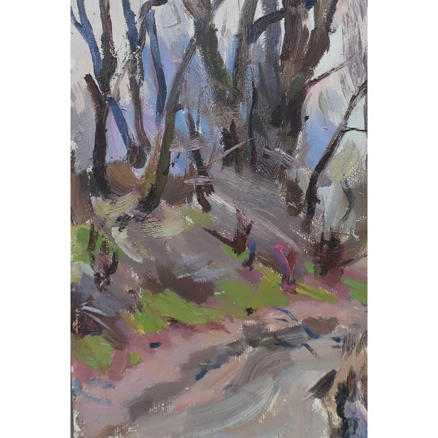 1970s Impressionist Forest Oil Painting, Ukrainian Art, 1970s 50-34 For Sale - Image 5 of 6