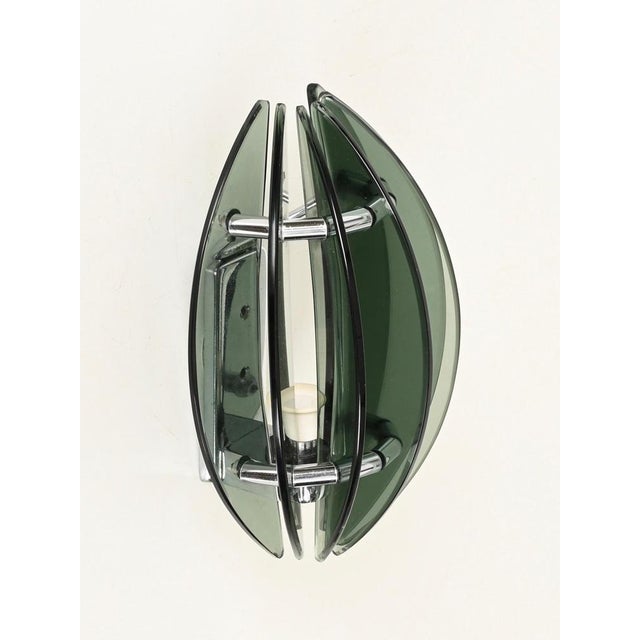 Green Crystal and Chrome Wall Sconces by Veca, Italy, 1970s, Set of 2 For Sale - Image 13 of 16