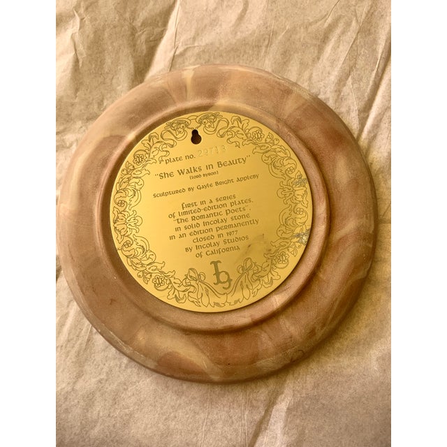 1970s Vintage 1977 Gayle Bright Appleby Art Incolay Stone “ She Walks in Beauty “ Collector Sculpture Plate 10” Round, 3 D For Sale - Image 5 of 10