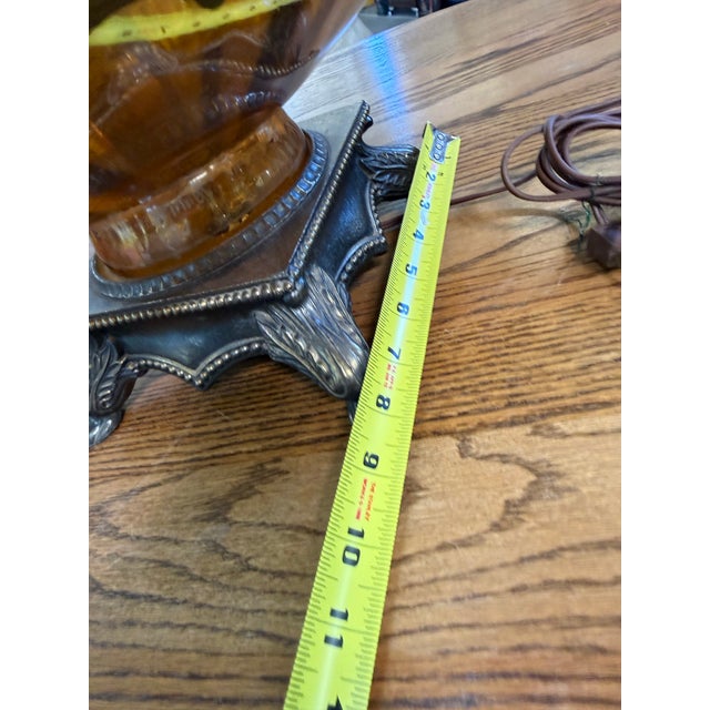 Vintage Hollywood Regency Carnival Glass Lamp With Shades MCM 33in For Sale - Image 9 of 9