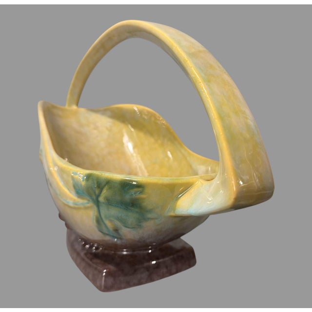 Vintage Roseville Wincraft Art Pottery Handled Basket 2BK-12 In very good original condition showing some typical age-...