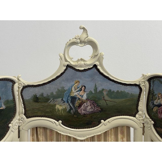 Antique Three-Panel Folding Screen, 1880s For Sale - Image 3 of 14