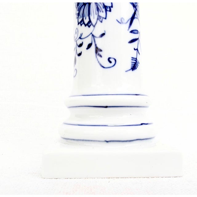 Porcelain Candlestick with Blue Floral Pattern fom Meissen, 1980s For Sale - Image 4 of 8