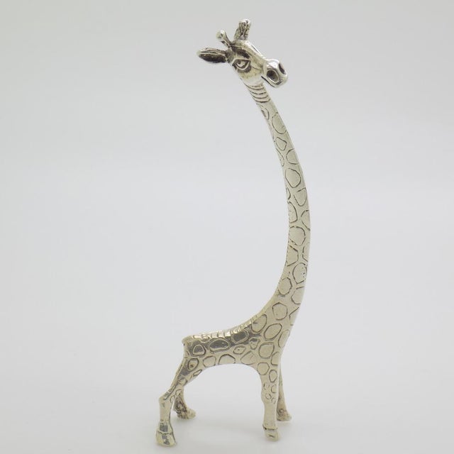 1980s Vintage Italian Handmade Genuine Silver Giraffe Figurine, 1980s For Sale - Image 5 of 13