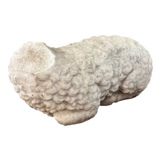 Antique Hand Carved Marble Sheep Sculpture For Sale