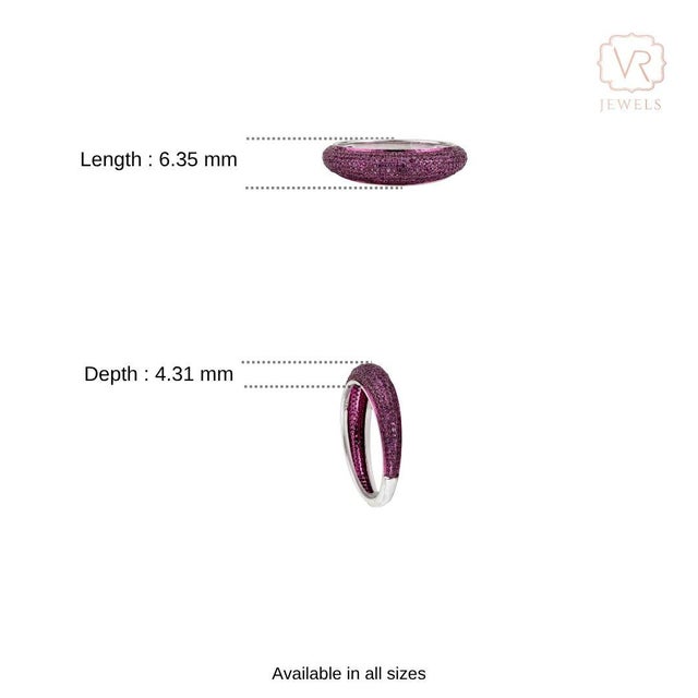 Chunky 1.68Ct Pink Sapphire Pave Dome Ring Size 6 in 14k Gold Modern Jewelry For Sale - Image 14 of 17