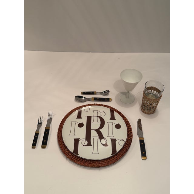 Rare Set of Vintage Swedish Stainless Steel Brass & Wood Flatware For Sale - Image 4 of 15