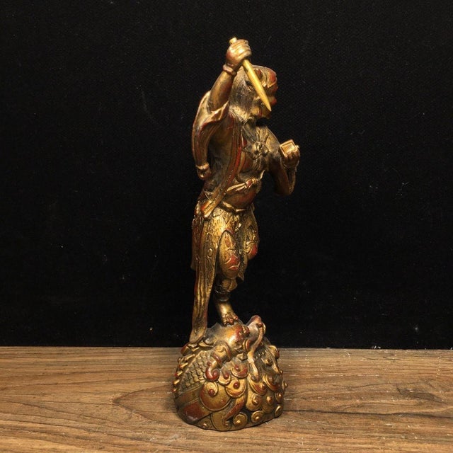 Gilded Bronze Kui Xing Statue, God of Literature For Sale - Image 9 of 9