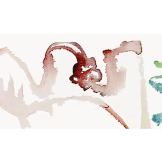 Contemporary "Showing Shade", 2009. Contemporary, Abstract Expressionism. Watercolor on Paper by Joe Ginsberg. Jade Green With Accents of Rose, Gray and Yellow. For Sale - Image 3 of 7