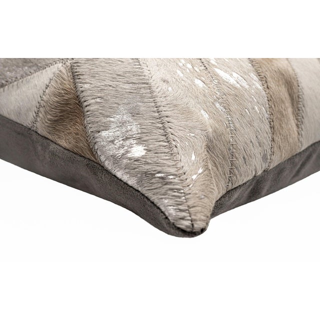 Farmhouse Canvello Genuine Cowhide Leather Decorative Throw Pillow With Feather Down Insert Included For Sale - Image 3 of 6