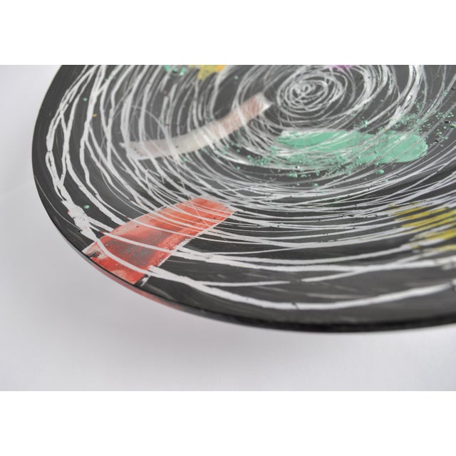 Glass Vintage Hand Painted Plate by Peter Stuhr, Denmark, 2000s For Sale - Image 7 of 8