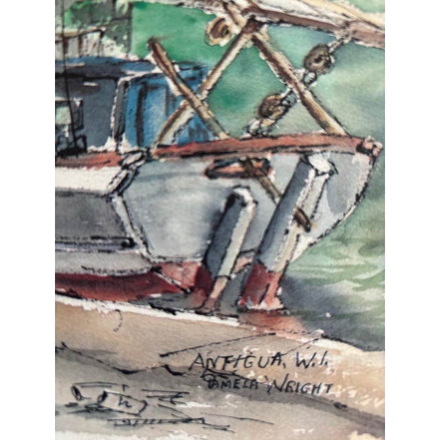 Portfolio by Pamela Wright “St John Antigua” Set of 4 Color Lithographs on Heavy Paper in Art Presentation Folder For Sale In Charleston - Image 6 of 12