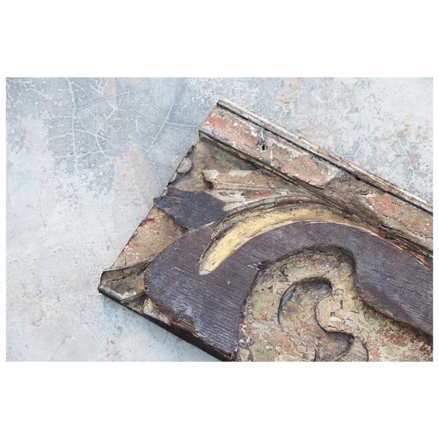 Wood 18th Century Antique, Baroque Period, Architectural Large Polychrome Altar Panel For Sale - Image 7 of 9