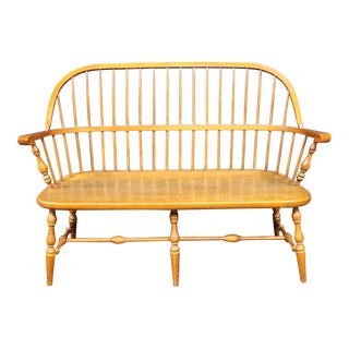 Early 21st Century Ethan Allen Windsor Style Maple Bench For Sale