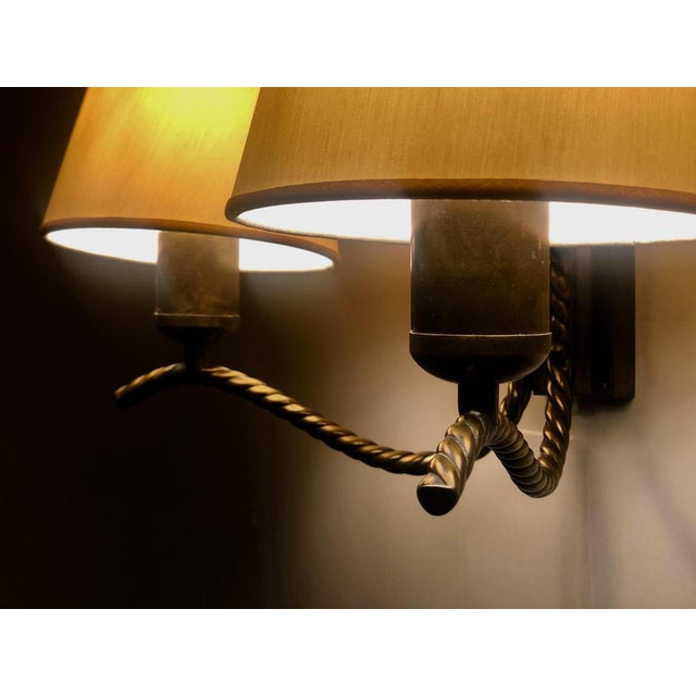Brass Wall Lamp with Silk Shades, 1930s For Sale - Image 12 of 14