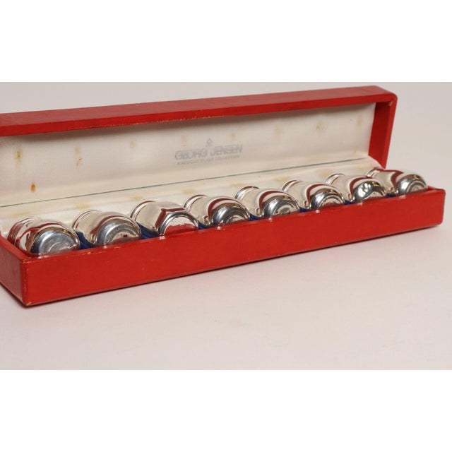 Georg Jensen 1930s Art Deco 8 Sterling Silver Salt Shakers by Revere and JWW With Retailer Georg Jensen Box For Sale - Image 4 of 17