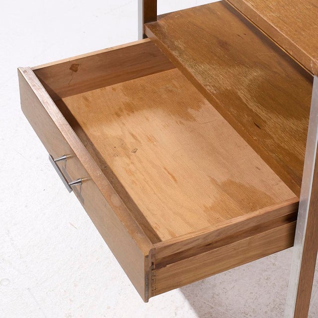 Wood Paul McCobb for Calvin Linear Mid Century Walnut and Aluminum Nightstand For Sale - Image 7 of 8
