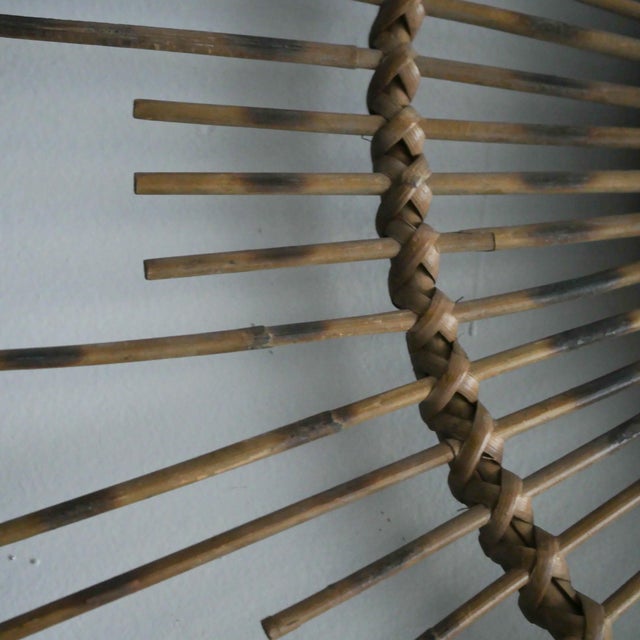 Wood Vintage Italian Sun Mirror in Rattan, 1960s For Sale - Image 7 of 10