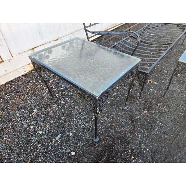 Black Late 20th Century Wrought Iron Patio Furniture Set, 5 Pieces For Sale - Image 8 of 13