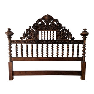 Spanish Mediterranean Carved Headboard For Sale