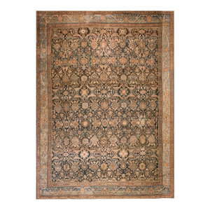 Beautifully Decorative Navy Ground Color With Allover-Floral Design Antique Persian Malayer Rug