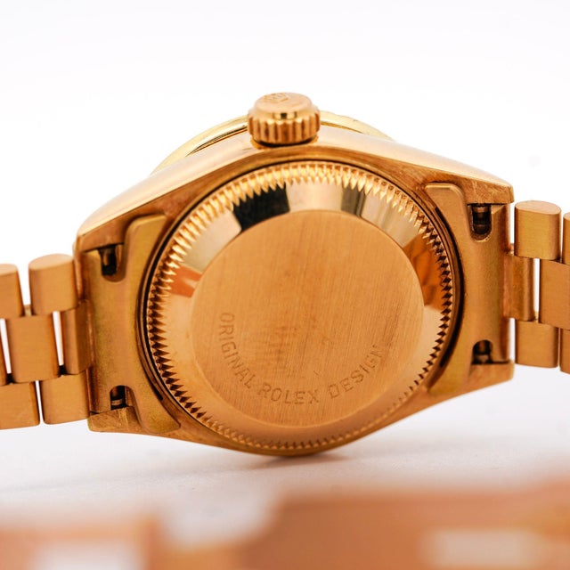 Vintage Rolex Datejust Presidential Diamond Ruby 18k Gold Watch For Sale - Image 9 of 10