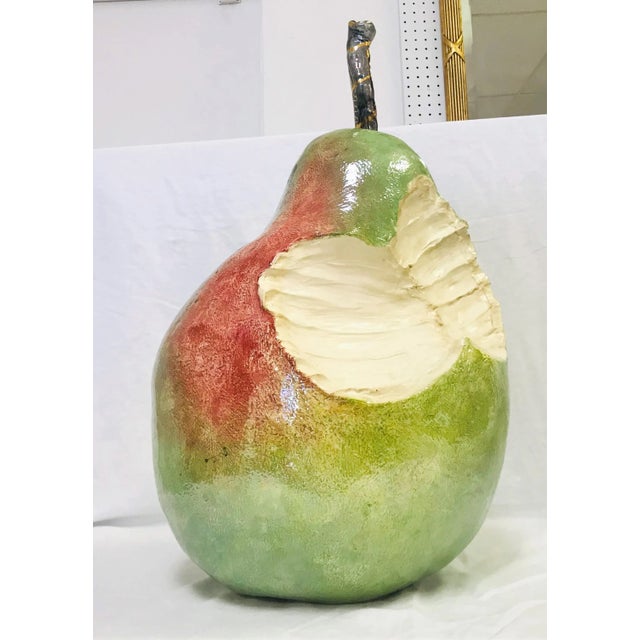 Original Lundin Kudo Signed Ceramic Pear Sculpture With Iridescent Glaze For Sale In West Palm - Image 6 of 12