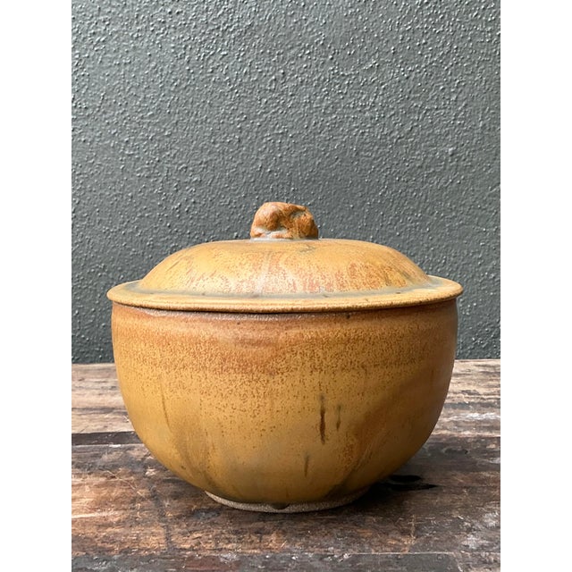 Mid-Century Modern Vintage Original Studio Pottery Lidded Bowl For Sale - Image 3 of 12