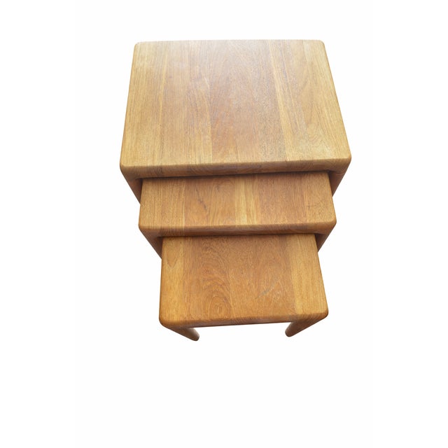 Mid-Century Modern Teak Nesting Tables from Dyrlund, Denmark, 1970s, Set of 3 For Sale - Image 3 of 4