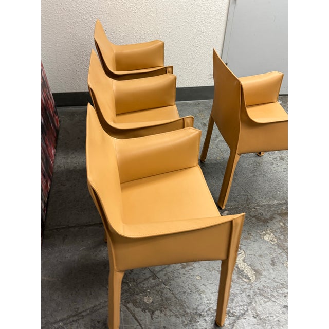 2010s Mario Bellini for Cassina Cab 413 Leather Arm Chairs, Set of Four For Sale - Image 5 of 12