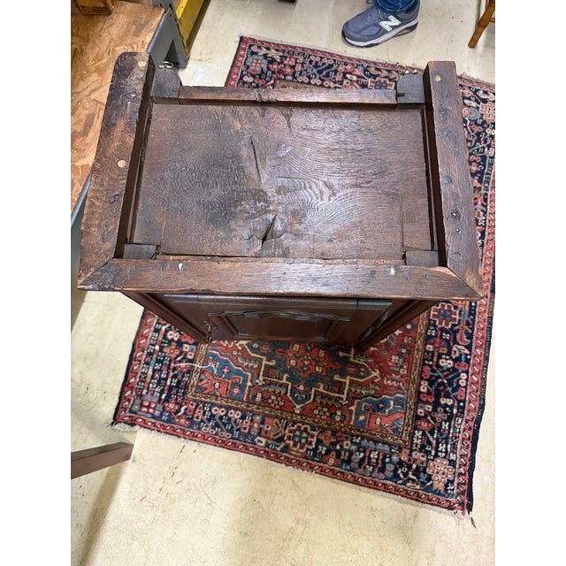 Antique French circa 1800-1826 country one door cabinet with hand carved panel and added granite room to make it a table....