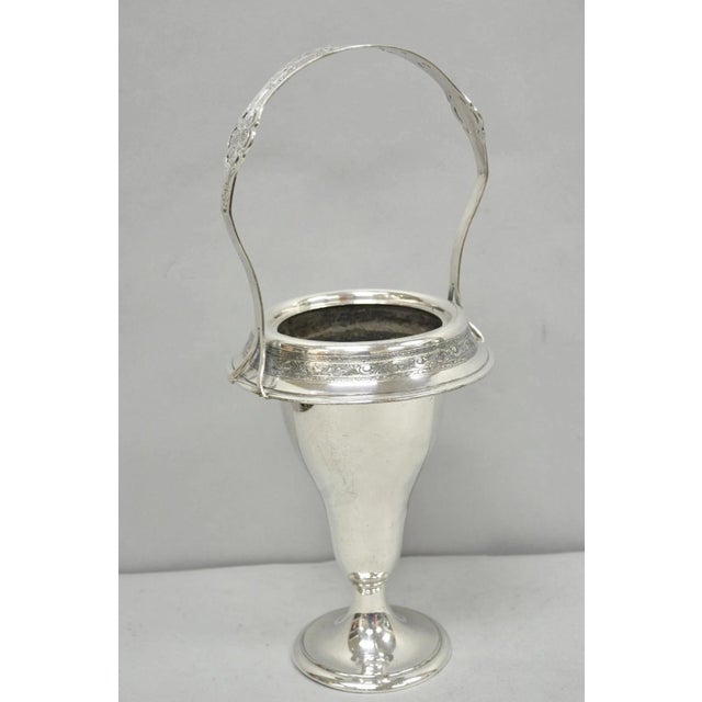 Victorian Antique Pairpoint Victorian Silver Plated Fluted Brides Flower Basket Vase For Sale - Image 3 of 15