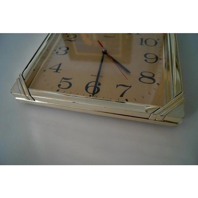 Metal 1980's Art Deco Brass Reverse Wall Clock For Sale - Image 7 of 10